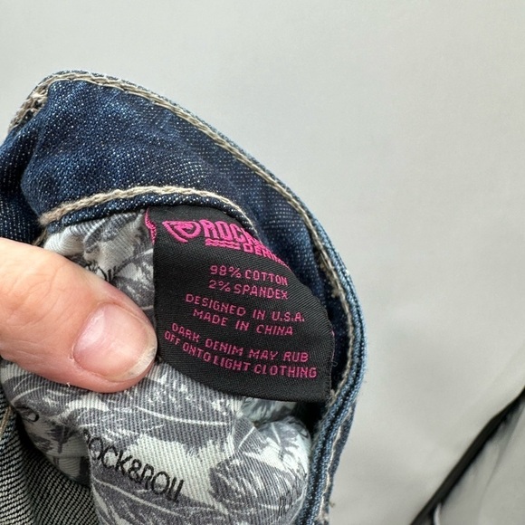 ROCK & ROLL Cowgirl midrise cotton-spandex embellished pocket bootcut jean 32 - Picture 10 of 12